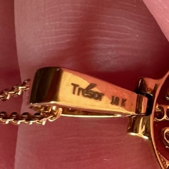 Tresor Signature Logo Diamond Pendant 18kt rose gold 18" chain necklace EUC - Picture 11 of 12